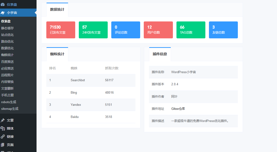 这可能是最牛逼的免费WordPress小宇宙优化插件，静态缓存SEO自动评论全都有